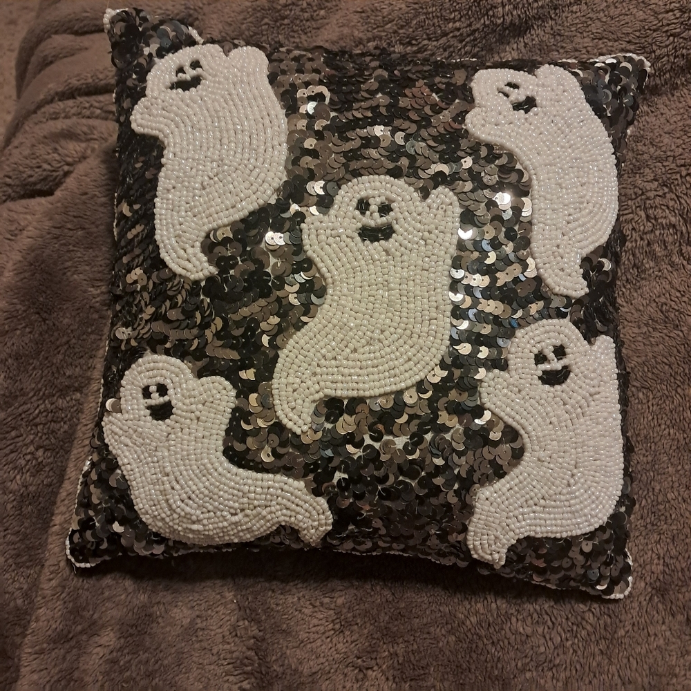 Sequin Ghost Decorative Pillow